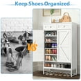 thumbnail image 3 of BTY Wooden Shoe Cabinet with 2 Top Drawers & Barn Door, Sturdy Entryway Shoe Rack Organizer for Hallway Bedroom Closet Living Room White, 3 of 7