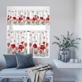 thumbnail image 6 of Kitchen Window Curtains Valance and Tier Set, Watercolor Pink Red Carnations Rod Pocket Tier Curtain Valance Set, Country Floral Art Light Filtering Cafe Curtains for Bedroom Living Room, 6 of 9