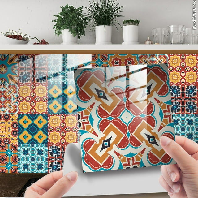 Wall Decor 10pc Peel And Stick Ceramic Tile Paste 3D Lattice Crystal Ceramic Tile Paste DIY Waterproof Self Adhesive Wall Sticker