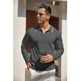 thumbnail image 4 of COOFANDY Men's Zipper Polo Shirt Casual Knit Long Sleeve Polo T Shirt Classic Fit Shirts, 4 of 7