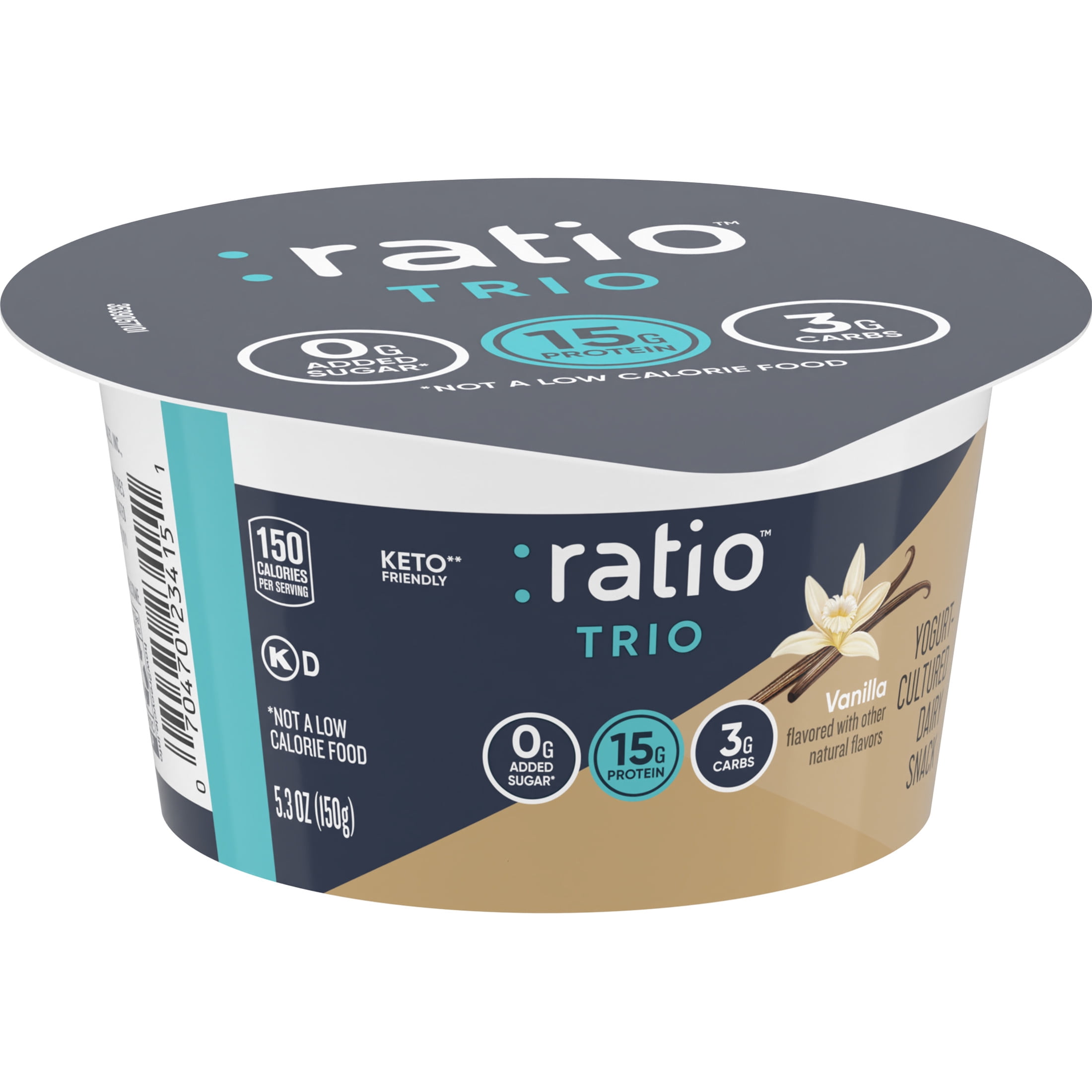 Ratio Trio Yogurt Cultured Dairy Snack, Vanilla, Keto Yogurt Alternative, 5.3 oz