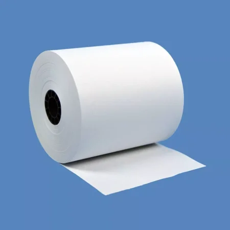 EcoQuality 3" x 150' White Canary Carbonless Receipt Paper Rolls, 1 Ply POS Register Roll (5)