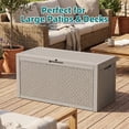 thumbnail image 5 of MINDYES 120 Gallon Resin Deck Box, Diamond Outdoor Storage Box for Patio Cushions, Pool Floats & Garden Tools, Beige, 5 of 8