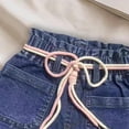 thumbnail image 4 of DxhmoneyHXGirls Jean Shorts Elastic Waist Straight Leg Denim Shorts Comfy Casual Y2K Summer Sweat Shorts with Cute Plush Charm for 1-8Years, 4 of 5