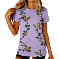 thumbnail image 3 of TaTaai Women's Everyday Summer Top Short Sleeve Round Neck Patterned Design Casual Printed Cotton Blend T-Shirt Gift, 3 of 7