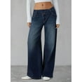 thumbnail image 4 of Jeans en Denim pour Femmes à Taille Haute avec Poches et Jambes Larges G, 4 of 7