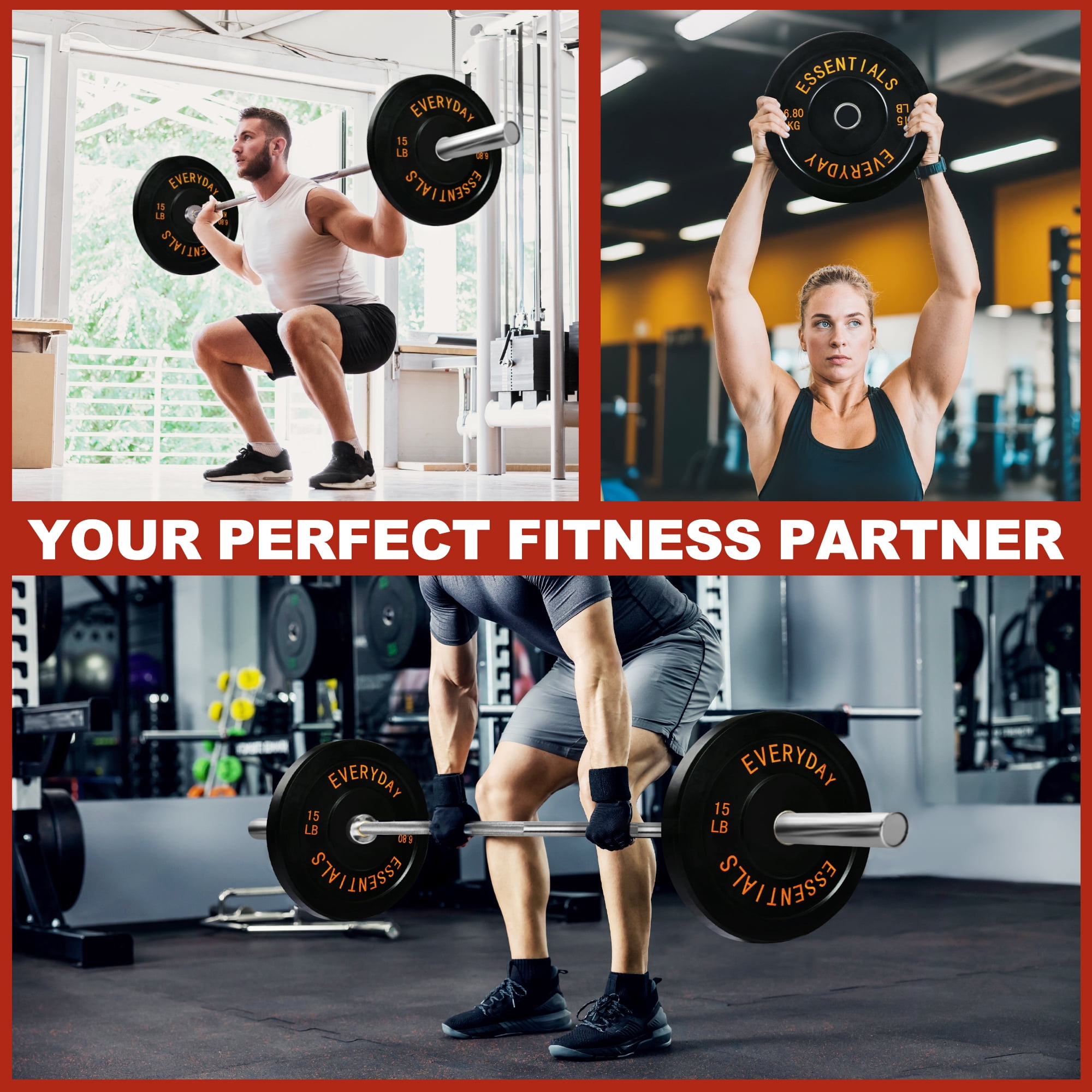 FlexWave 2-Inch Olympic Bumper Weight Plate，with Steel Hub, Black, Multiple Sizes，Single & Pair, for Strength Training & Home Gym