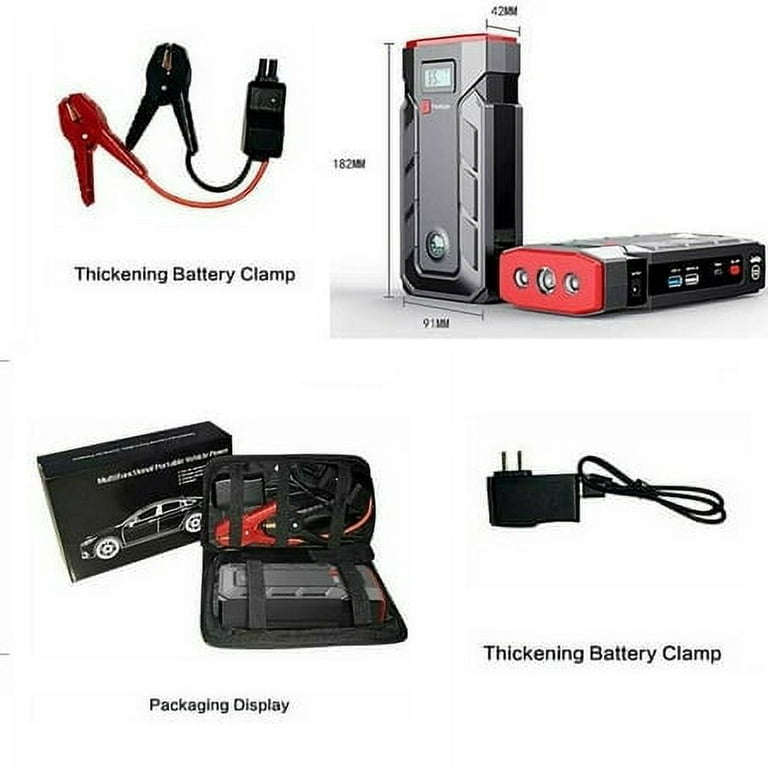 CXY T18 Jump Starter Power Bank 1000 A, Fast Charging Car Battery Booster  12 V Starter Power Bank, Portable Car Jump Starter with Digital LED Screen  for up to 6L Gas or