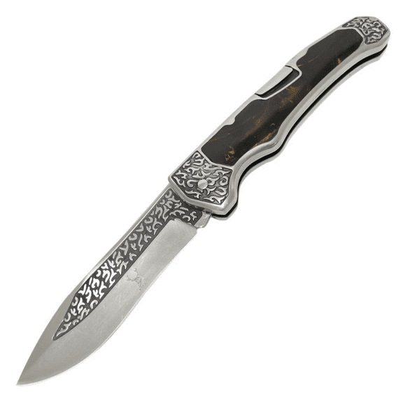 TheBoneEdge 9" Classic Western Style Pocket Knife Stainless Steel Blade Brown Pearl Handle