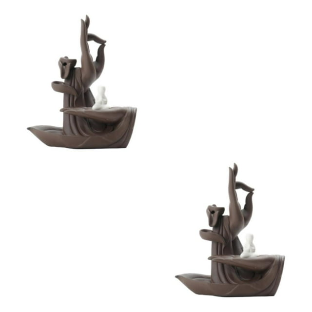 Transemion 1/2/3 Self-Care Routine Home Ceramic Backflow Incense Cone Holder Burner Lines Are Simple Ceramics Wuxiang Yunshui 2PCS