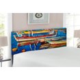 thumbnail image 2 of Country Headboard, Folk Art Style Paint of Boats on Shore at Golden Yellow Sunset Cruising by the Sea, Upholstered Decorative Metal Bed Headboard with Memory Foam, Full Size, Multicolor, by Ambesonne, 2 of 4