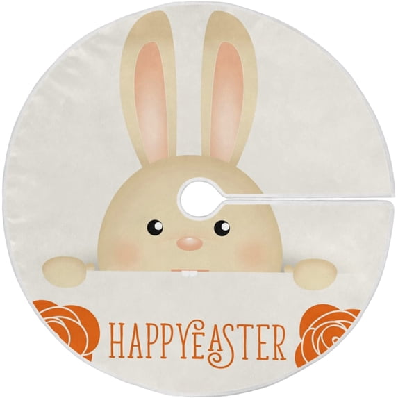 FMSHPON Easter Xmas Christmas Tree Skirt Stand Mat for Holiday Party Decoration Indoor Outdoor 48 inches