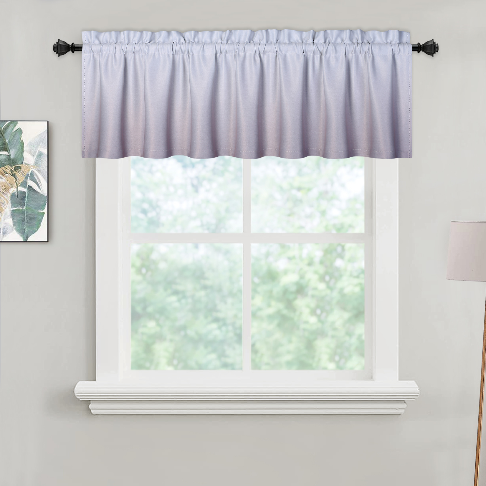 CAROMIO Dark Grey Ombre Curtain Valance Blackout Rod Pocket Faux Linen Window Treatment Cafe