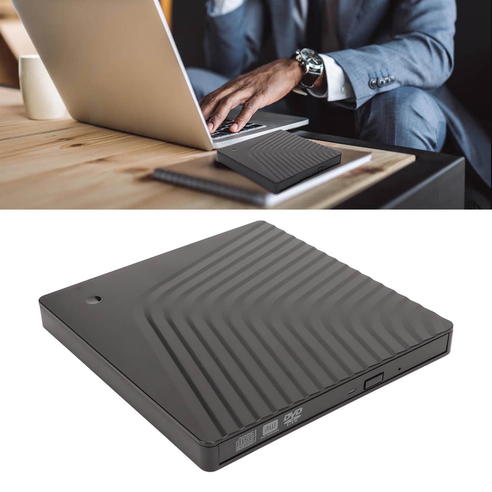 External DVD Drive, Stable Transmission Removable External Portable DVD Drive High Speed  for Laptop