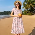 thumbnail image 4 of Balery Easter Rabbit Vestidos sueltos de manga corta para mujer, vestidos de verano 2025, vestidos casuales de corte A con vuelo., 4 of 6