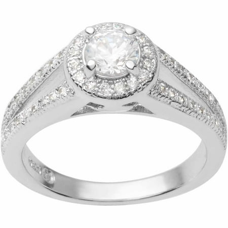 Alexandria Collection 1-2/5 Carat T.G.W. Round CZ Sterling Silver Bridal Ring