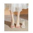 thumbnail image 3 of Sandalias romanas retro con tacón grueso y correa cruzada con punta cuadrada francesa elegante - Sandalias de verano de tacón medio para mujer 37, 3 of 5