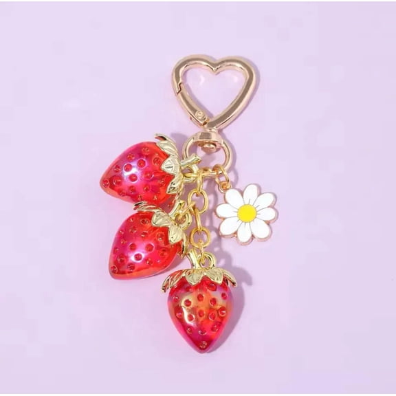 Sweet Red Strawberry Keychain Charm