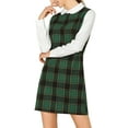 thumbnail image 5 of DARING DIVA Plaid Peter Pan Collar Long Sleeve Check Shift Dress S Green, 5 of 7
