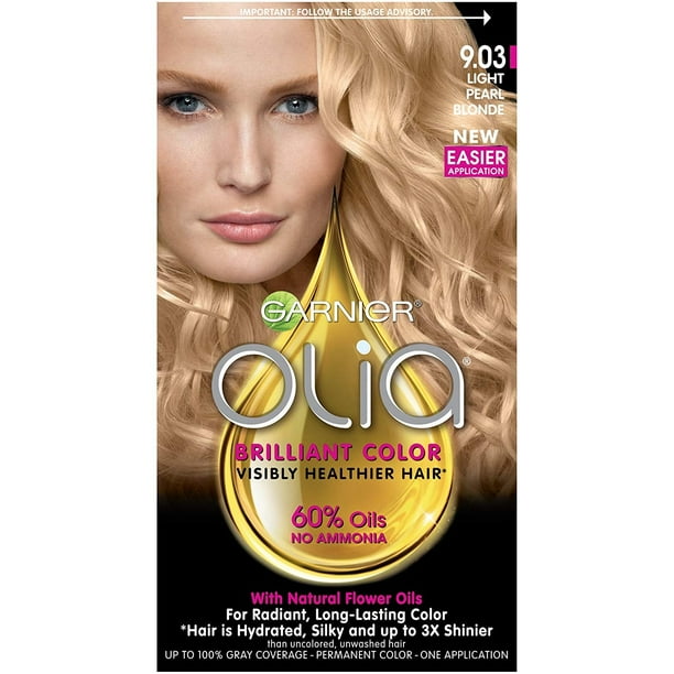 Garnier Olia Hair Color, 9.03 Light Pearl Blonde, Ammonia Free Blonde