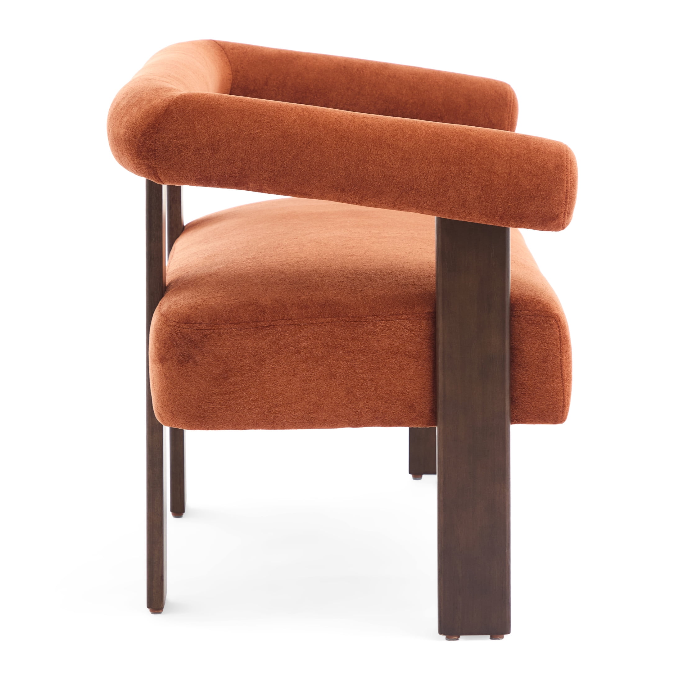 Christopher Knight Home 53" Curved Arm Upholstery Loveseat, Wood Frame, Modern Accent Sofa, Dark Orange+Brown