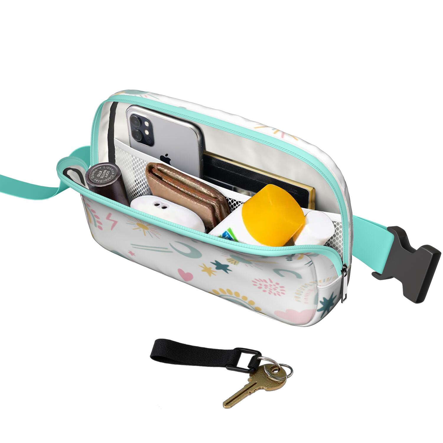 Belt Bag Fashion Adjustable Belt Bag for Travel Rainbow Cartoon HandsFree Running Belt for Jogging for Travel Daily Leisure