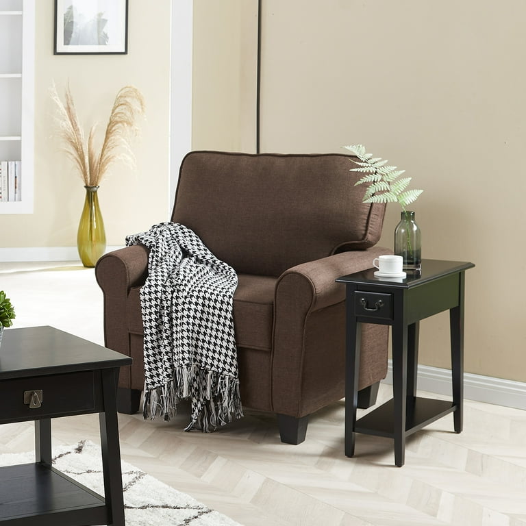 Leick Home End Oak Wood Living Room One Drawer Narrow Side Table