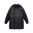 thumbnail image 5 of Women's Mid-Length Sherpa Lined Coat, Notch Lapel Long Jacket, Loose Fit Plus Size Winter Parka, Thickened Cotton Padded Overcoat, Comfortable Warm Outerwear Black L, 5 of 5