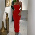 thumbnail image 4 of Wycnly Dresses for Women 2025 Sexy Spaghetti Strap Basic Bodycon Night Party Club Dresses Sleeveless One Line Neck Solid Summer Maxi Casual Dress Red S Clothes, 4 of 7