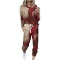 thumbnail image 3 of VBTAPA Womens 2 Piece Outfits Sets Halloween Pumpkin Face Casual Fall Sweatsuit Pullover Sweatshirt Jogger Sweatpants Tracksuits 2 Piece Set with Pockets Wine XXXL, 3 of 7