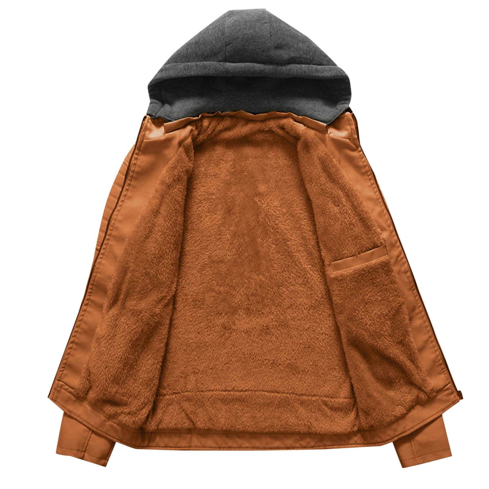 Yufatyle Men's Faux Leather Jacket Fashion Casual Solid Color Zipper Pockets Long Sleeve Hooded Motorcycle Jacket PU Bomber Coat Yellow S