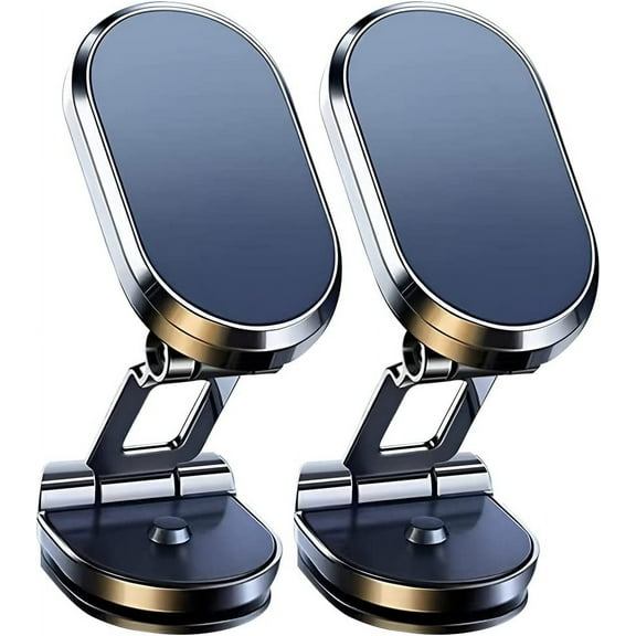 2 Pack Magnetic Phone Holder for Car Alloy Folding Magnetic Car Phone Holder [Super Strong 8 Magnets] Car Magnetic Phone Mount 360° Rotation Magnetic Dashboard Phone Car Mount for All Phone
