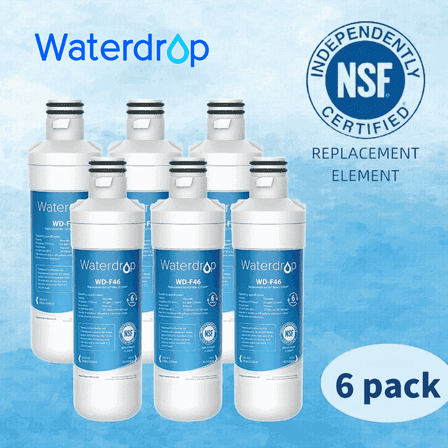 Waterdrop Refrigerator Water Filter, Replacement for LG® LT 1000P 46-9980, 9980, Reduce chlorine, Pack of 6 Filtration
