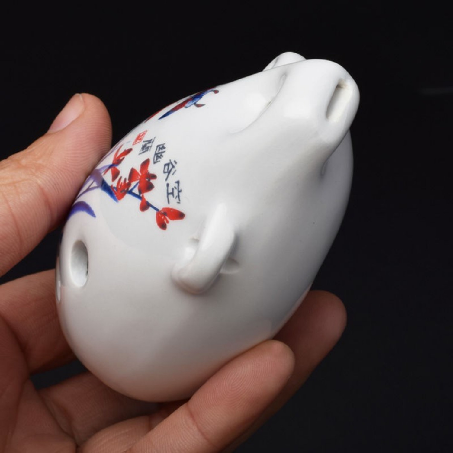 6 Hole Ceramic Ocarina Key of C Midrange Flute Orchid Design Wind Instrument for Beginner Self Study Music Learning Tool