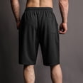 thumbnail image 3 of Men's Drawstring Elastic Waist Workout Shorts Knee Length Running Gym Summer Casual Loose Shorts with Pockets Black,XXXL, 3 of 5