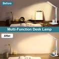 thumbnail image 6 of Desk Lamp, LED Desk Lamps for Home Office, Wireless Charger Touch Table Lamp with Pen Holder, Dimmable Office Desk Light with Clock, Alarm, Date, Temp, Foldable Lamp for Table Bedroom Office, White, 6 of 7