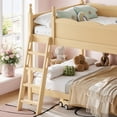 thumbnail image 4 of Newest Full Over Full Solid Wood Bunk Bed with Slide & Ladders, Built-in Storage Shelves & Low Profile Design for Bedroom, Natural, 4 of 13