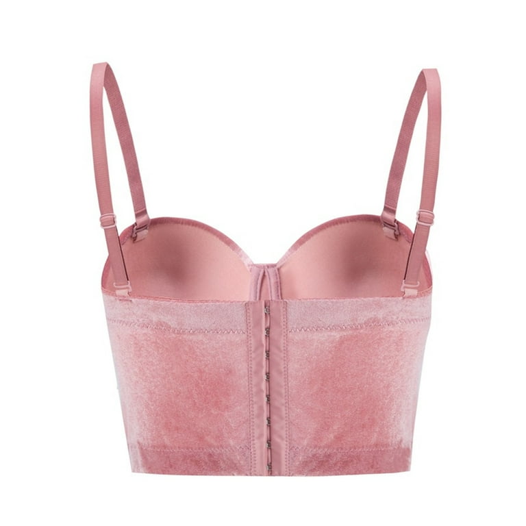 Velvet Bras Pink Velvet Bra Khonts,Women's Velvet Soft Bustier
