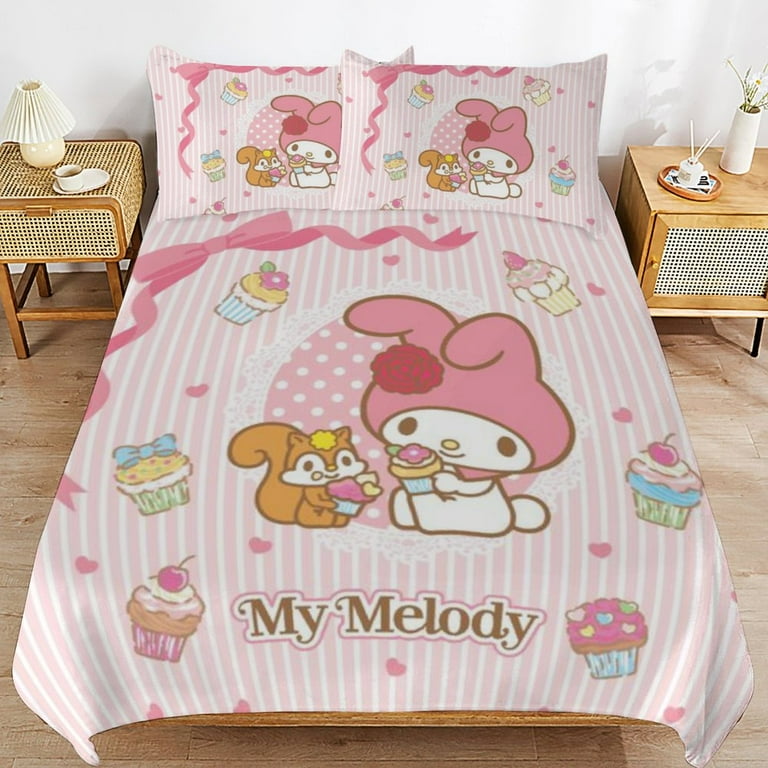 MY MELODY Bedding Set Anime Three-piece for Boys Girls Teens Queen