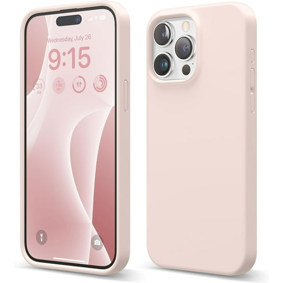 ELEHOLD Liquid Silicone Case for iPhone 15 Pro 6.1 Inch Case, for iPhone 15 Pro, Slim Lightweight Soft Shockproof Phone Cover with Anti-Scratch Soft Microfiber Lining,Pink