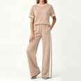 thumbnail image 3 of Gealkoca Womens Summer Two Piece Sets Sportswear Wide Leg Pants Casual Sports Set Travel Vacation Short Sleeve Sets Matching Sets Women Clothing, 3 of 7