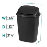 Sterilite Kitchen Trash Can, 7.5 Gallon Plastic Garbage Bin with Swing Top Lid, Black