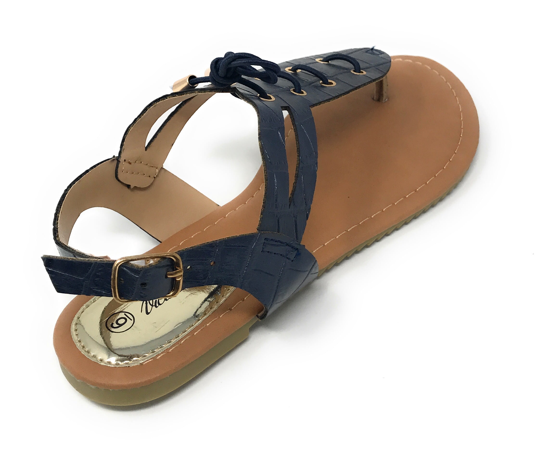 Victoria K Women's Laceup Faux Snake Skin With Side Buckle Sandals