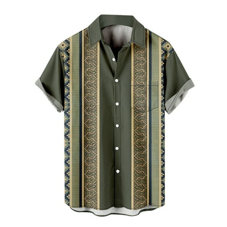 

Dtydtpe Mens Fashion And Leisure 3D Digital Printing Buckle Lapel Short Sleeve Shirt Top Shirt under Scrubs Full Sleeve Shirt Men T Shirts Men Pack Mens Athletic Shirt Top Quick Dry Comfort Bran