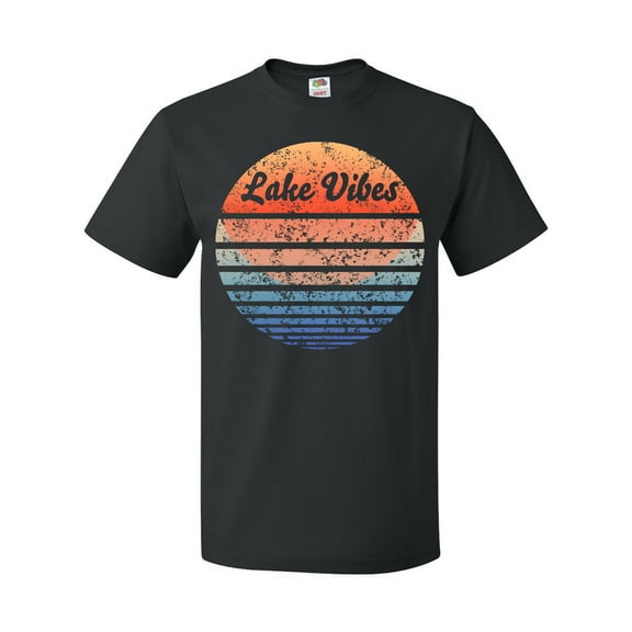 Inktastic Lake Vibes Distressed Retro Sunset T-Shirt
