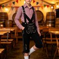 thumbnail image 6 of Trikvn Boys Bavarian Traditional Costume Plaid Long Sleeve Shirt and Suspender Shorts Set with Embroidery Details Classic Lederhosen Outfit for Halloween Party, 6 of 8