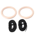 thumbnail image 1 of 1 par de anillos gimnásticos profesionales de madera, entrenamiento de fuerza para gimnasio, Fitness, con correas de poliéster, 1 of 10