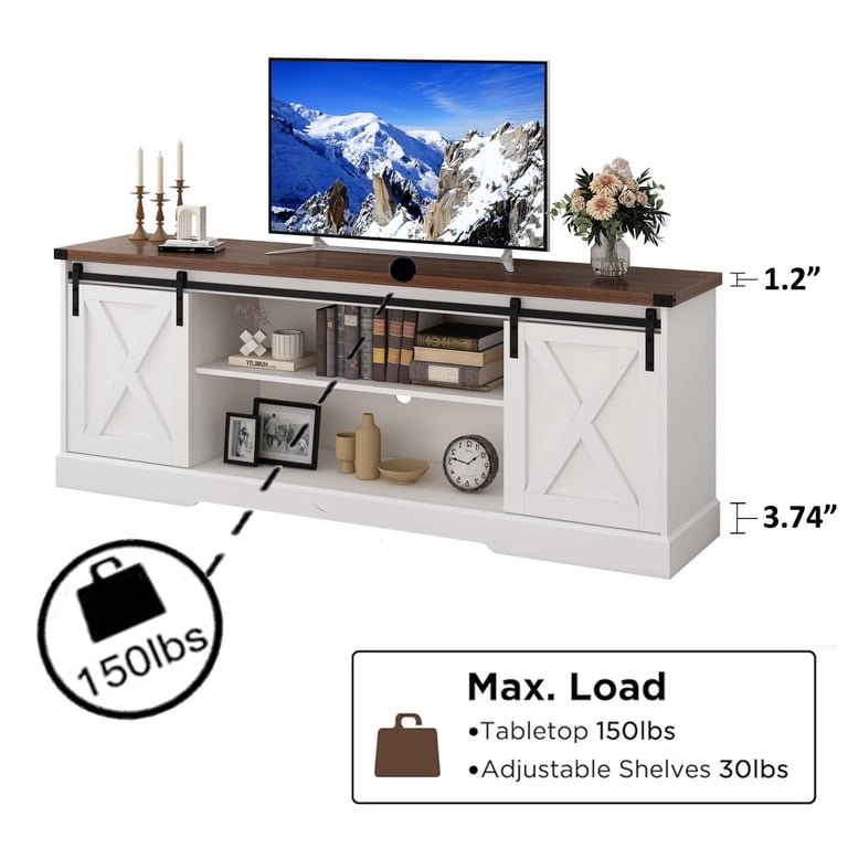 Chvans Farmhouse TV Stand With Barn Doors, 70 Inch photo 8