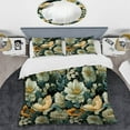 thumbnail image 2 of DESIGN ART Designart "Botanical Green Damask Harmony I" Damask bed cover set with 2 shams King, 2 of 5