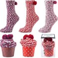 thumbnail image 1 of Calcetines cálidos de invierno para mujer, regalos para cupcakes, calcetines esponjosos, zapatillas peludas, calcetines suaves para cupcakes, calcetines de Navidad policromados, 1 of 5